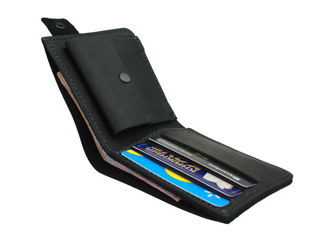 Гаманець шкіряний маленький gm4(7.5) чорний - Фото 5