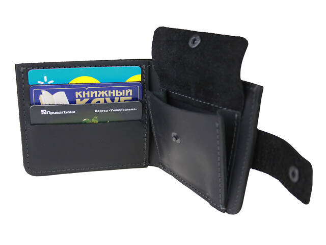 Гаманець шкіряний маленький gm4(7.5) чорний - Фото 6