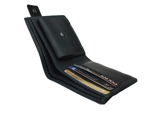 Гаманець шкіряний маленький gm5(10) чорний - Фото 7