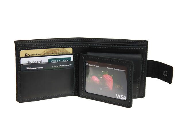 Гаманець шкіряний маленький gm6(10) чорний - Фото 1