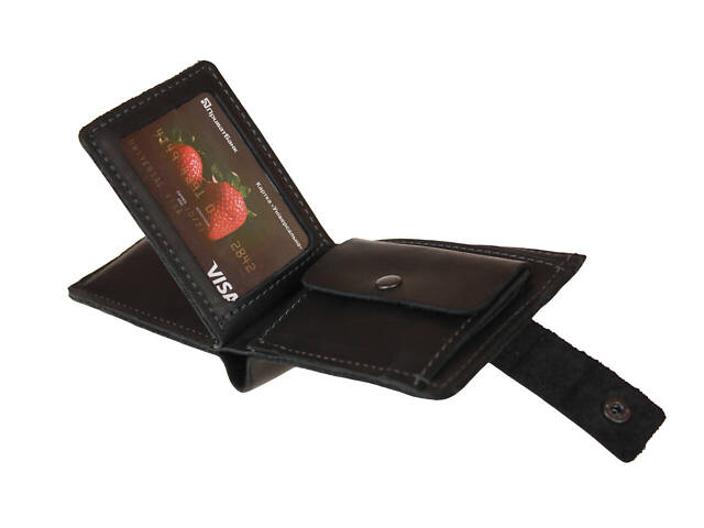 Гаманець шкіряний маленький gm6(10) чорний - Фото 3