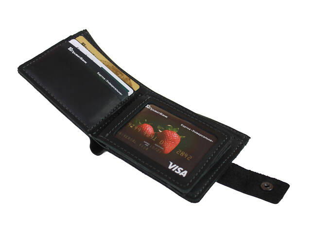 Гаманець шкіряний маленький gm6(10) чорний - Фото 4