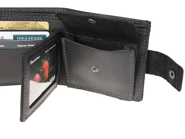 Гаманець шкіряний маленький gm6(10) чорний - Фото 8