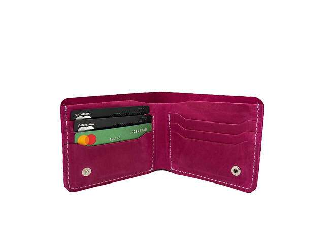 Кошелек кожаный маленький gm7(9) фуксієвий - Фото 1