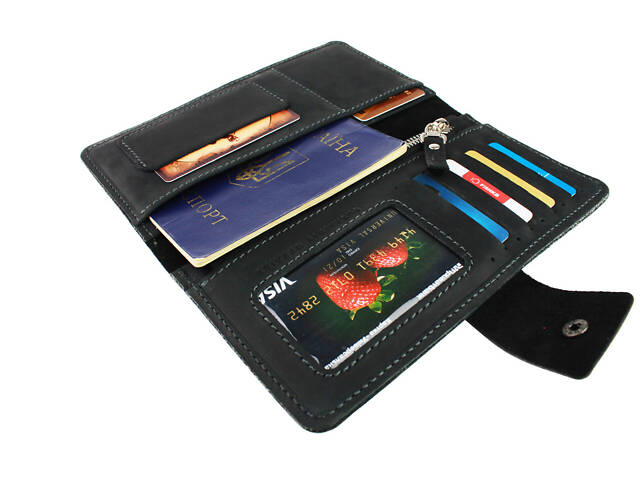 Гаманець шкіряний (під паспорт) gv6(10) чорний - Фото 1