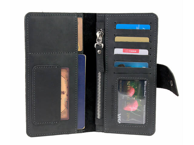 Гаманець шкіряний (під паспорт) gv6(10) чорний - Фото 2
