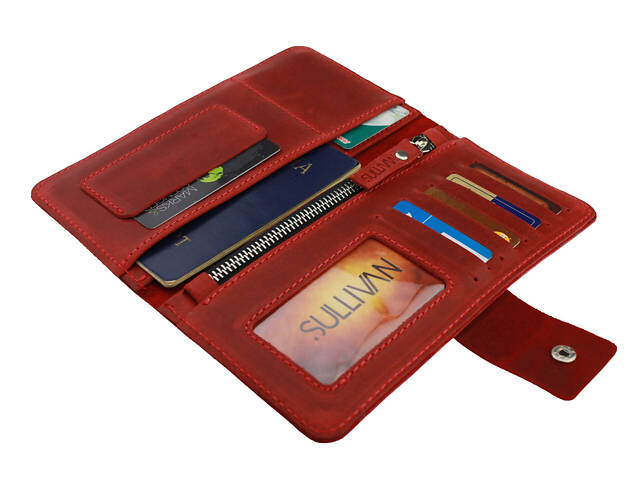 Гаманець шкіряний (під паспорт) gv6(10) червоний - Фото 1