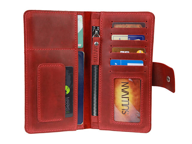 Гаманець шкіряний (під паспорт) gv6(10) червоний - Фото 2