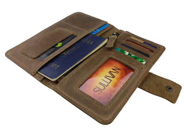 Гаманець шкіряний (під паспорт) gv6(10) оливковий - Фото 1