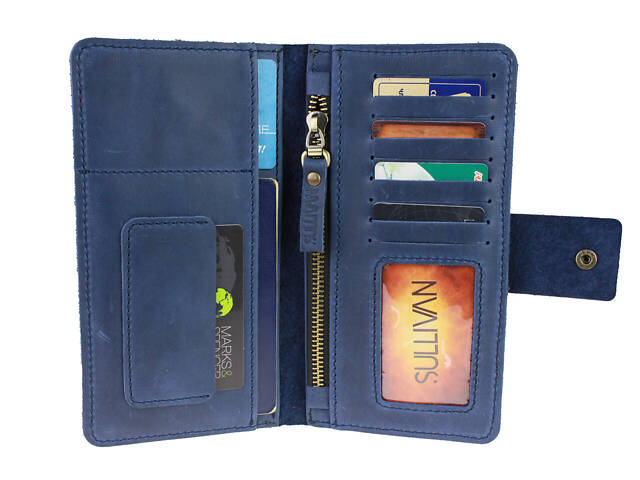Гаманець шкіряний (під паспорт) gv6(10) синій - Фото 2