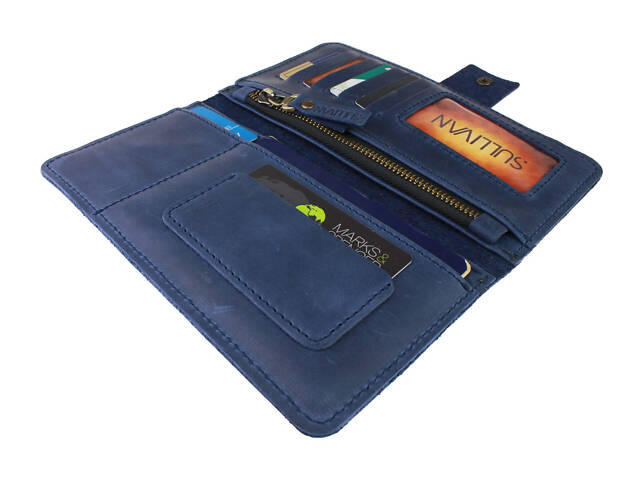 Гаманець шкіряний (під паспорт) gv6(10) синій - Фото 3