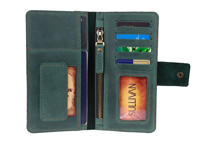 Гаманець шкіряний (під паспорт) gv6(10) зелений - Фото 3