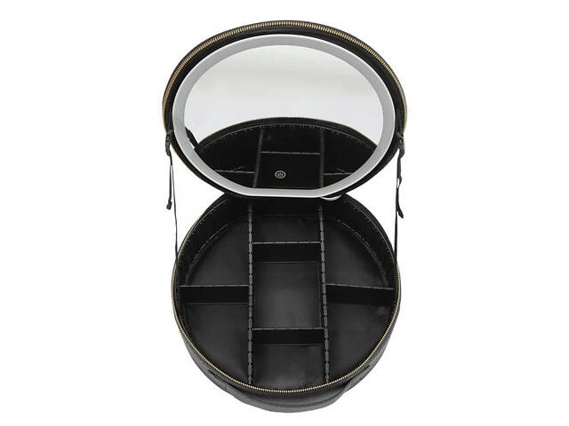 Косметичка-валізатор з LED дзеркалом кругла YB-032 - Фото 2