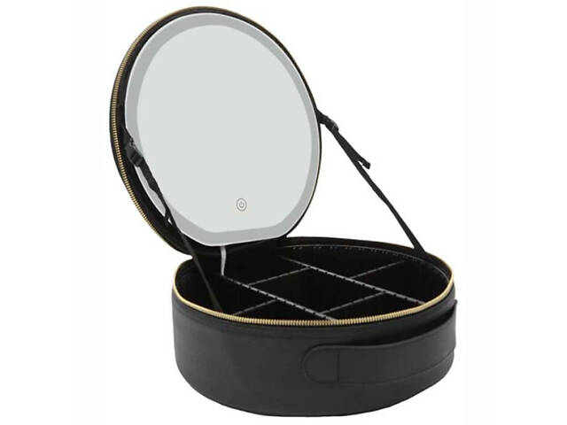 Косметичка-валізатор з LED дзеркалом кругла YB-032 - Фото 7