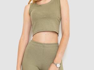 Костюм жіночий в рубчик повсякденний, колір оливковий, 214R700