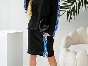 Костюм женский классический, цвет черно-синий, 257R322-2