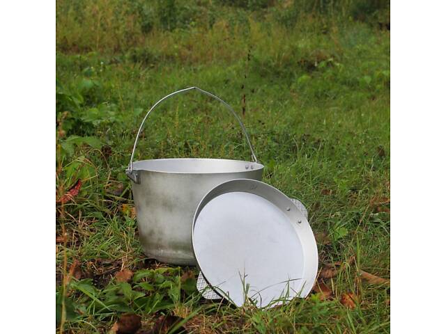 Котел алюмінієвий вироблений 10 л із кришкою-сковородою - Фото 1