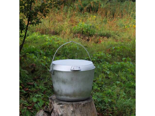 Котел алюмінієвий вироблений 10 л із кришкою-сковородою - Фото 3