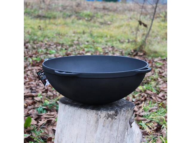 Казан чавунний азіатський 17 л з кришкою-сковородою. - Фото 3