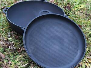 Котел чавунний азійський 17 л із кришкою-сковородом