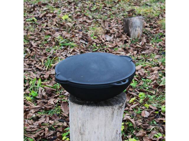 Котел чавунний азійський 17 л із кришкою-сковородом Садж - Фото 1