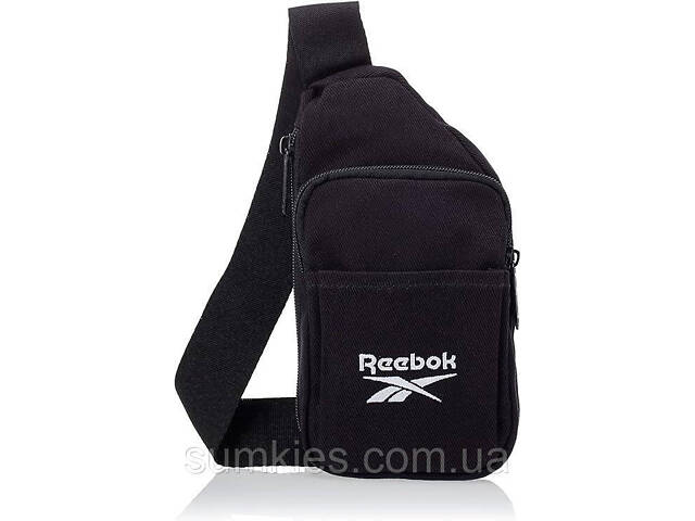 Коттонова нагрудна сумка, слінг Reebok Classic Foundation чорна - Фото 1
