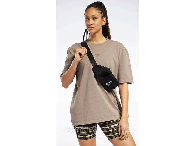 Коттонова нагрудна сумка, слінг Reebok Classic Foundation чорна - Фото 3