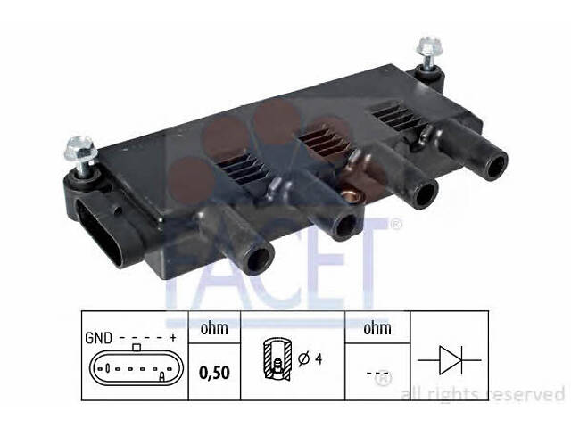 Катушка зажигания Alfa Romeo Mito 2008-2024 FACET 9.6323 - Фото 1