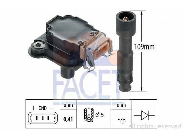 Катушка зажигания Audi A6 1997-2005 FACET 9.6254 - Фото 1