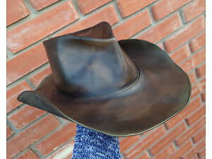 Ковбойський шкіряний капелюх ручної роботи хакі