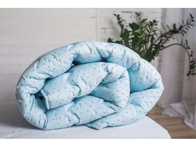 Одеяло Novita двуспальное 172х205 см шерстяное стеганое бязь голубое 10-0090 Grey - Фото 1