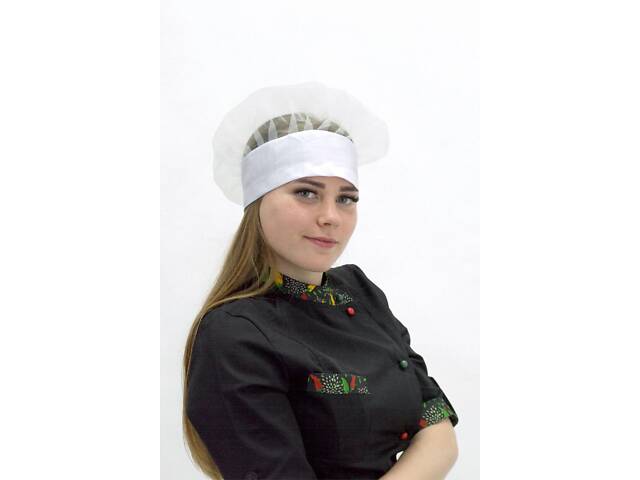 Колпак повара Сетка хлопок белый на резинке - Фото 1