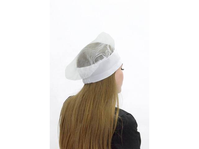 Колпак повара Сетка хлопок белый на резинке - Фото 2