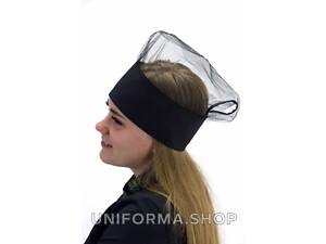 Колпак повара Сетка хлопок черный на резинке