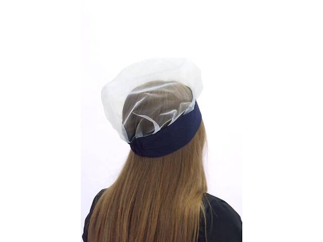 Колпак повара Сетка хлопок темно-синий на резинке - Фото 2