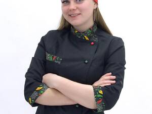 Колпак повара Соти хлопковый красный/белый на липучке.