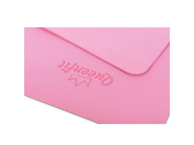 Коврик (мат) для фитнеса и йоги Queenfit ТРЕ 0,5 см розовый - Фото 4