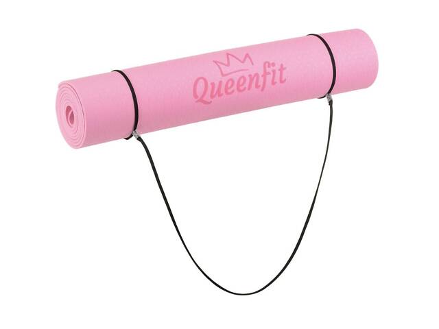 Коврик (мат) для фитнеса и йоги Queenfit ТРЕ 0,5 см розовый - Фото 6