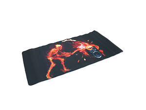 Килимок 400*800 тканинний 'Fire musician' з бічною прошивкою, товщина 3 мм, колір Black-red, Пакет