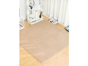 Килимок-пазл плюшевий бежевий, 30х30 см 20 шт.
