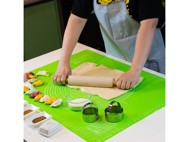 Килимок силіконовий для розкачування тіста та випічки великий 81х61 см Салатовий - Фото 2