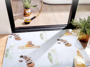 Коврик тканевый для ванной комнаты и душа Bathlux прорезиненный, с нескользящим покрытием, цветной с рисунком