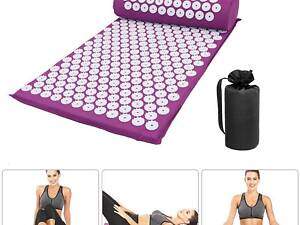 Килимок акупунктурний з валиком. Масажний килимок для йоги + валик. Аплікатор Кузнєцова
