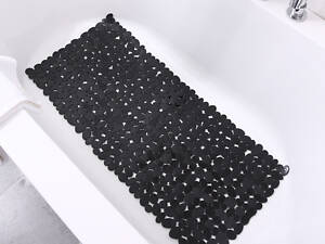 Килимок для душу і ванної кімнати силіконовий, антиковзаючий у ванну прямокутний 40х88 см, чорний