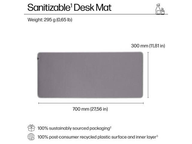 Килимок для миші HP 205 Sanitizable XL Speed/Control Grey (8X596AA) - Фото 5