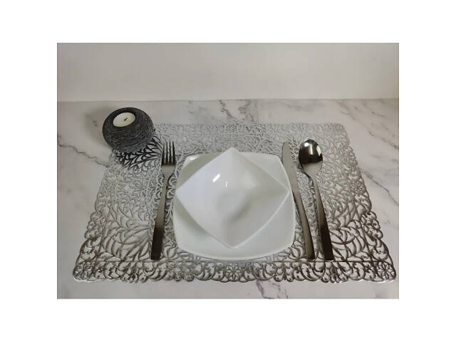 Килимок для сервірування столу Versailles Мереживо VS-PM3045-43 45х30 см сріблястий - Фото 2