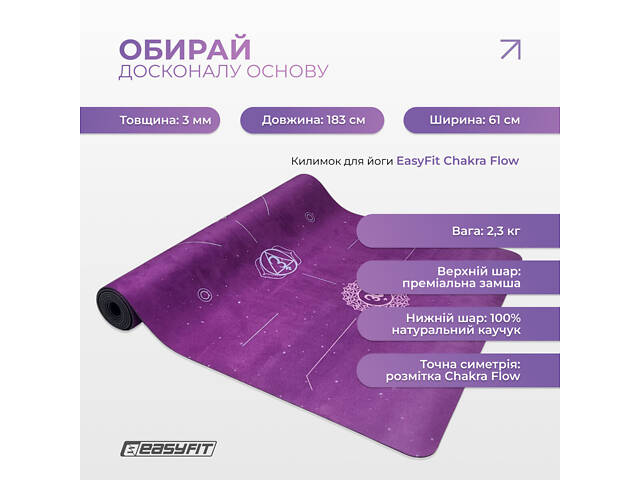 Килимок для йоги EasyFit Chakra Flow (замша-каучук) - Фото 3