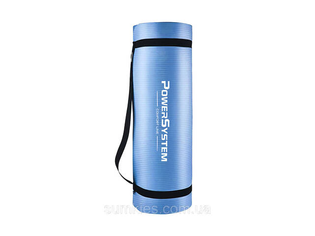 Килимок для йоги та фітнесу Power System PS-4017 NBR Fitness Yoga Mat Plus Blue (180х61х1) - Фото 3