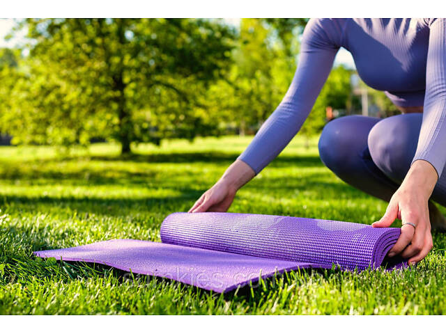 Килимок для йоги та фітнесу Power System PS-4014 PVC Fitness-Yoga Mat Purple (173x61x0.6) - Фото 6
