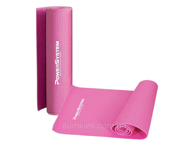 Килимок для йоги та фітнесу Power System PS-4014 PVC Fitness Yoga Mat Pink (173x61x0.6) - Фото 10
